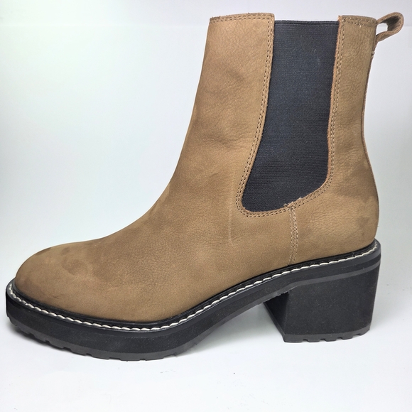 Madewell Carina Burled Wood Leather Platform Chelsea Block Heel Zip Boot W 9.5 - Picture 1 of 15